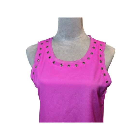 Worthington Magenta Sleeveless Tunic Top With Grommet Detail Womens Small - Picture 2 of 6